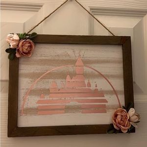 disneyland castle wooden sign decor